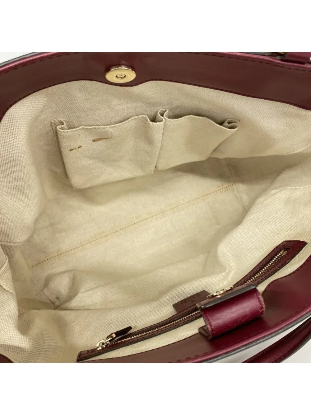 Gucci Tote GG Canvas Brown Bordeaux Champagne Gold